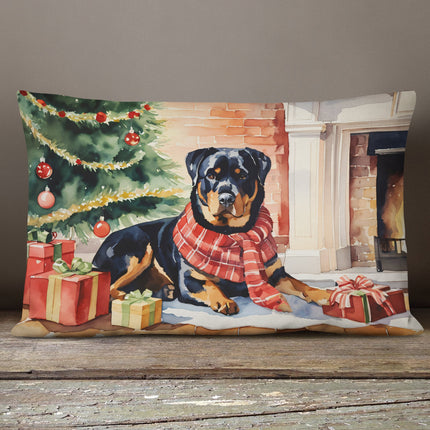 Rottweiler Cozy Christmas Throw Pillow