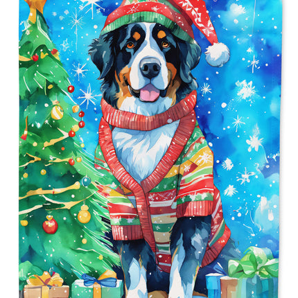 Bernese Mountain Dog Christmas House Flag