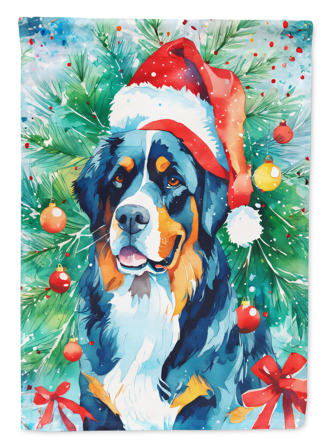 Bernese Mountain Dog Christmas House Flag