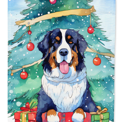 Bernese Mountain Dog Christmas House Flag