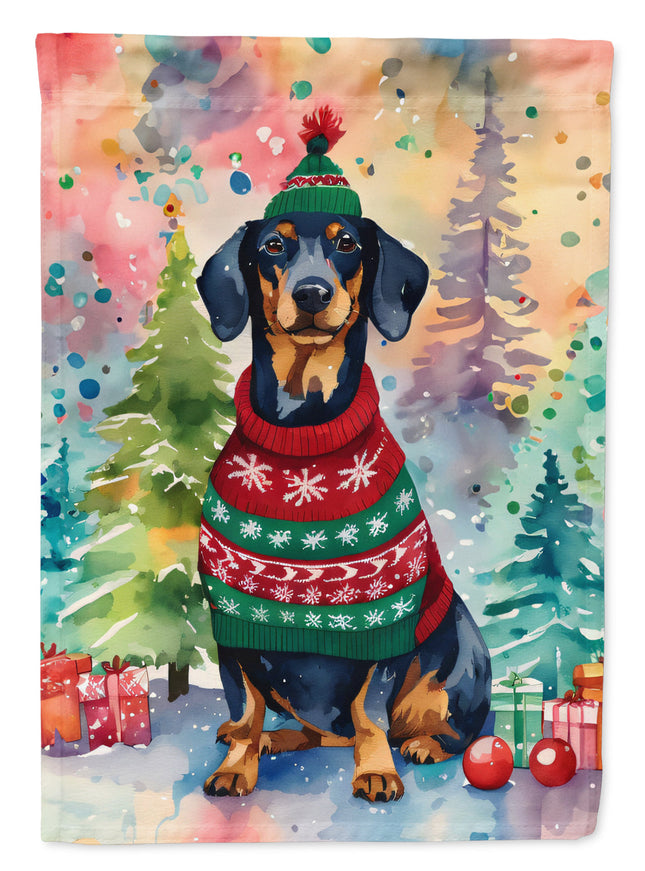 Dachshund Christmas Garden Flag