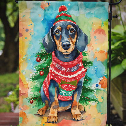 Dachshund Christmas Garden Flag