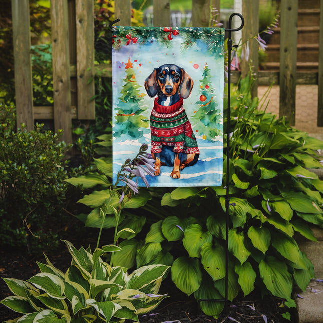 Dachshund Christmas Garden Flag