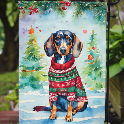 Dachshund Christmas Garden Flag