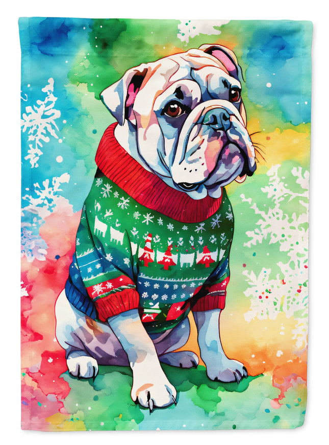 English Bulldog Christmas House Flag