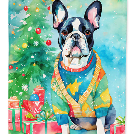 French Bulldog Christmas House Flag