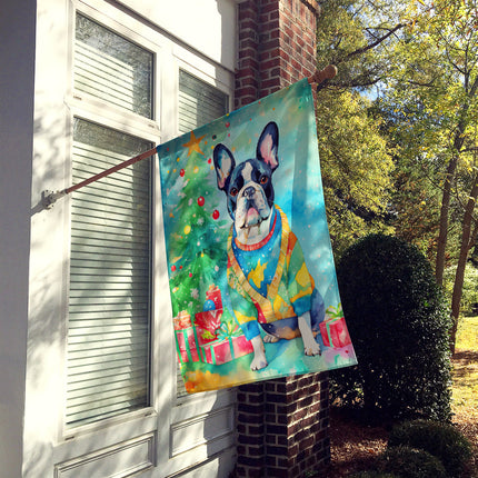 French Bulldog Christmas House Flag