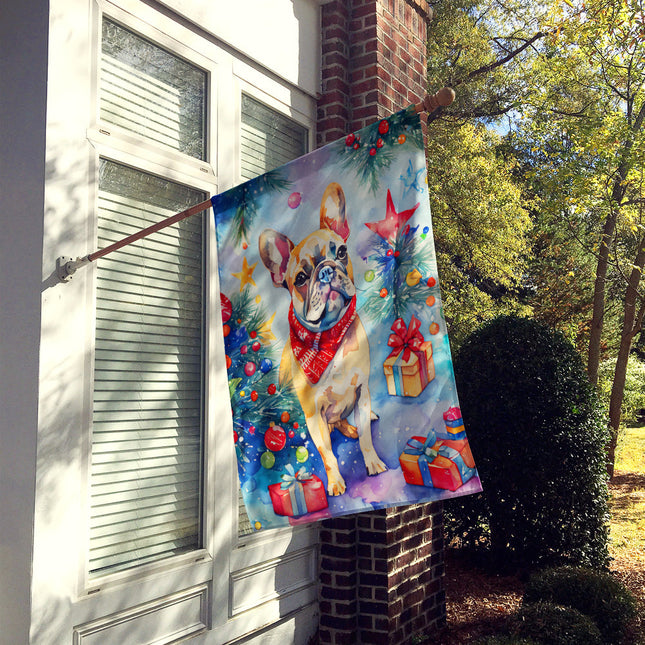 French Bulldog Christmas House Flag
