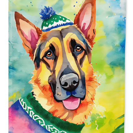 German Shepherd Christmas House Flag