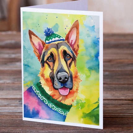 German Shepherd Christmas Greeting Cards Pack of 8