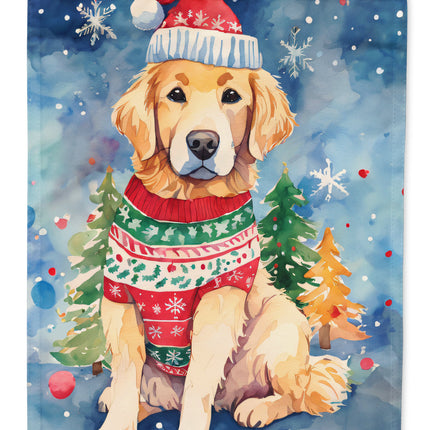 Golden Retriever Christmas House Flag