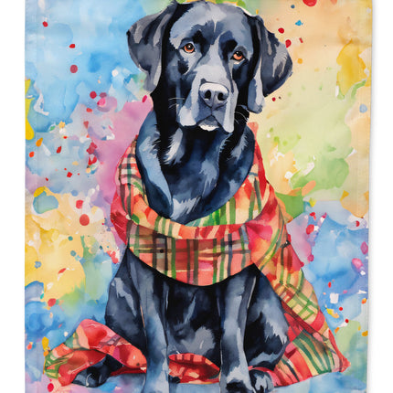Black Labrador Retriever Christmas House Flag