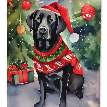 Black Labrador Retriever Christmas House Flag