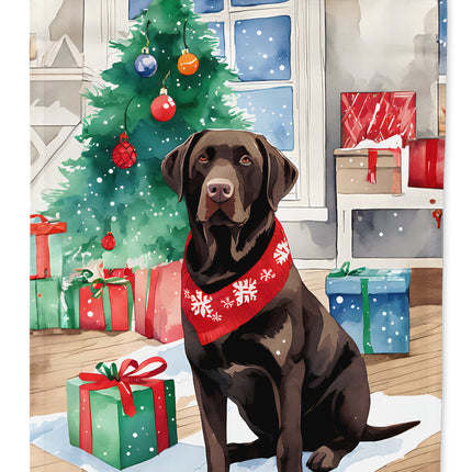 Chocolate Labrador Retriever Christmas House Flag