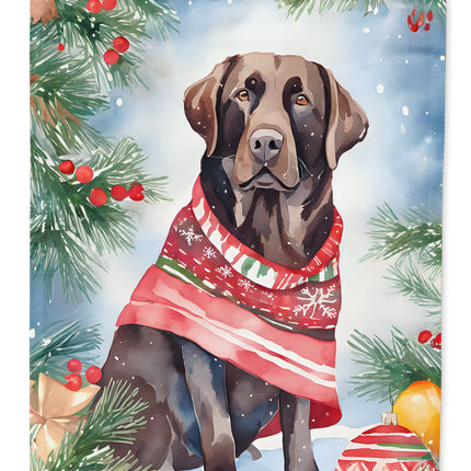 Chocolate Labrador Retriever Christmas House Flag