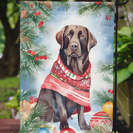 Chocolate Labrador Retriever Christmas Garden Flag