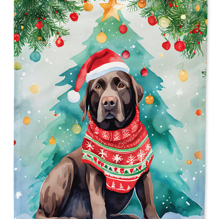 Chocolate Labrador Retriever Christmas House Flag