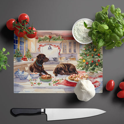 Labrador Retriever Christmas Cookies Glass Cutting Board