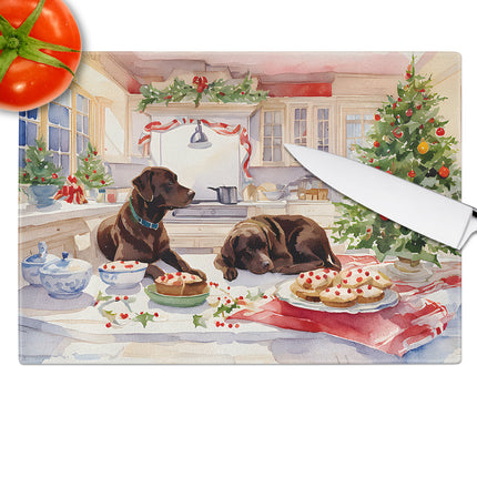 Labrador Retriever Christmas Cookies Glass Cutting Board