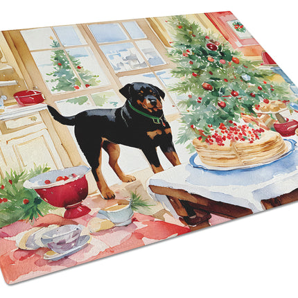 Rottweiler Christmas Cookies Glass Cutting Board