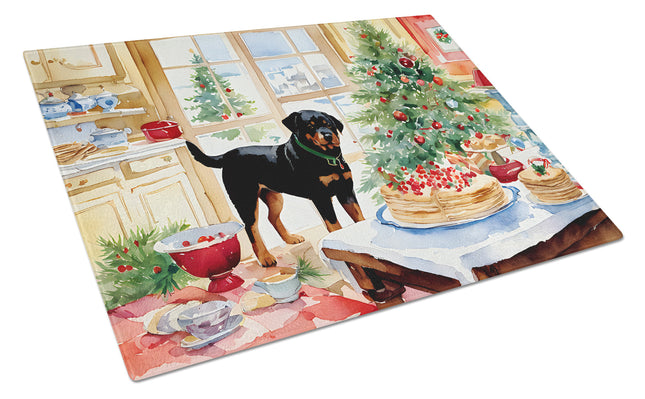 Rottweiler Christmas Cookies Glass Cutting Board