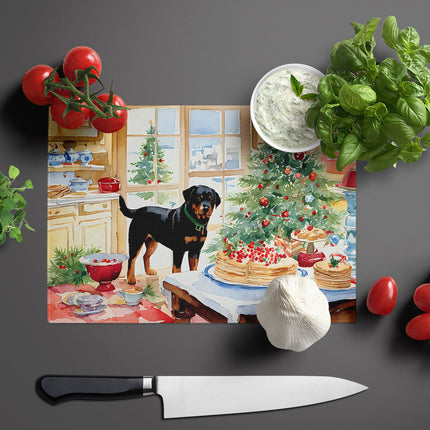 Rottweiler Christmas Cookies Glass Cutting Board