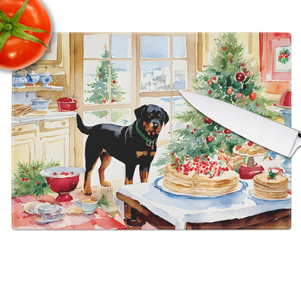 Rottweiler Christmas Cookies Glass Cutting Board