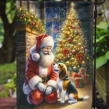 Beagle and Santa Claus Garden Flag