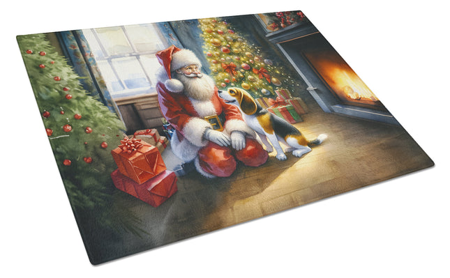 Beagle and Santa Claus Glass Cutting Board