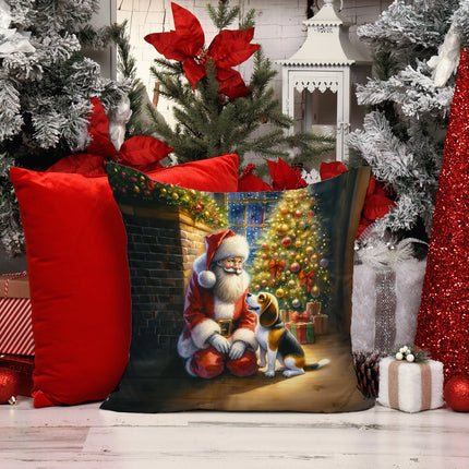 Beagle and Santa Claus Throw Pillow