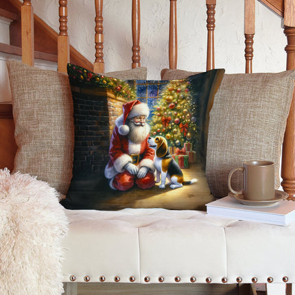 Beagle and Santa Claus Throw Pillow