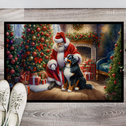 Bernese Mountain Dog and Santa Claus Doormat