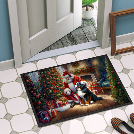 Bernese Mountain Dog and Santa Claus Doormat