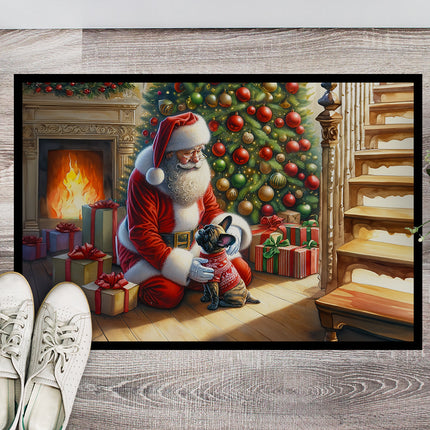 French Bulldog and Santa Claus Doormat