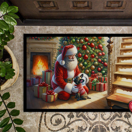 French Bulldog and Santa Claus Doormat