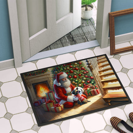 French Bulldog and Santa Claus Doormat