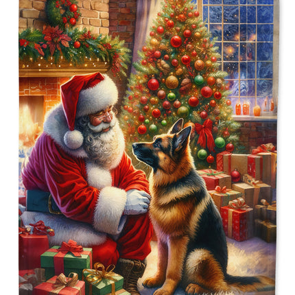 German Shepherd and Santa Claus House Flag