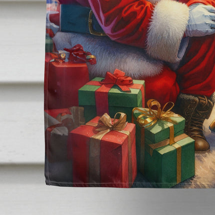 German Shepherd and Santa Claus House Flag