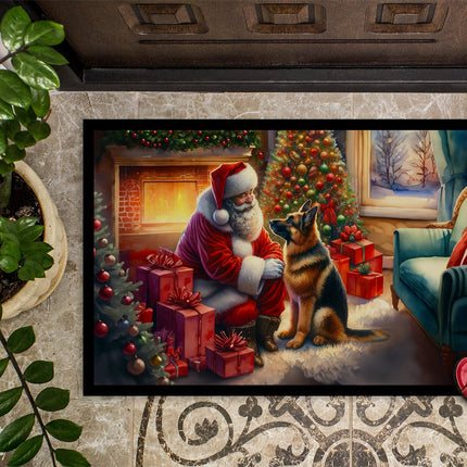 German Shepherd and Santa Claus Doormat
