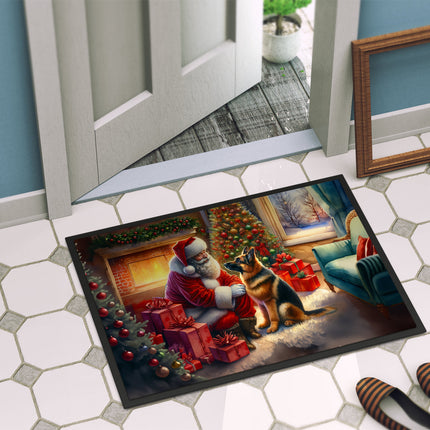 German Shepherd and Santa Claus Doormat