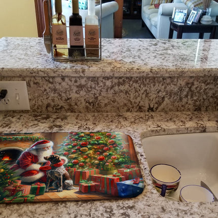 German Shorthaired Pointer and Santa Claus Dish Drying Mat