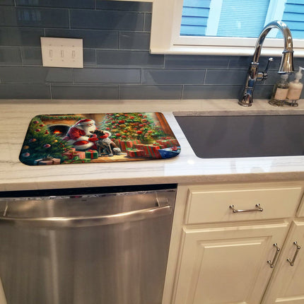German Shorthaired Pointer and Santa Claus Dish Drying Mat