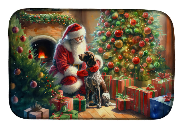 German Shorthaired Pointer and Santa Claus Dish Drying Mat