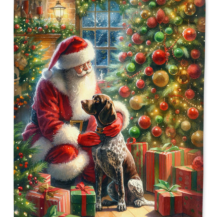 German Shorthaired Pointer and Santa Claus Garden Flag