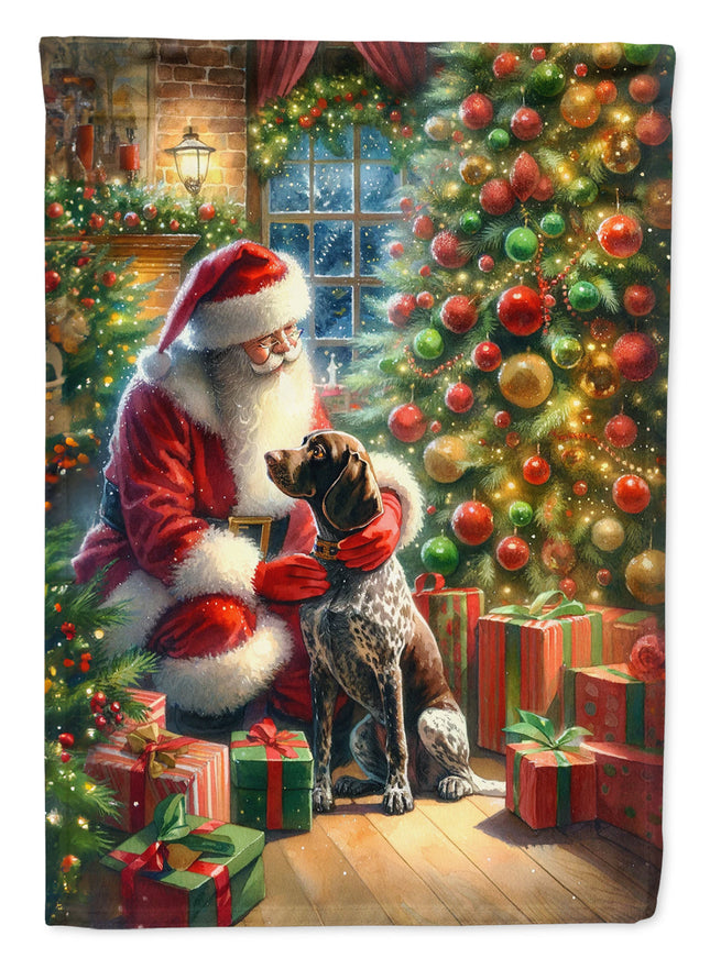 German Shorthaired Pointer and Santa Claus Garden Flag