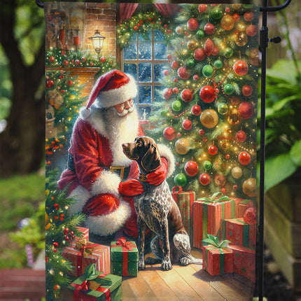 German Shorthaired Pointer and Santa Claus Garden Flag