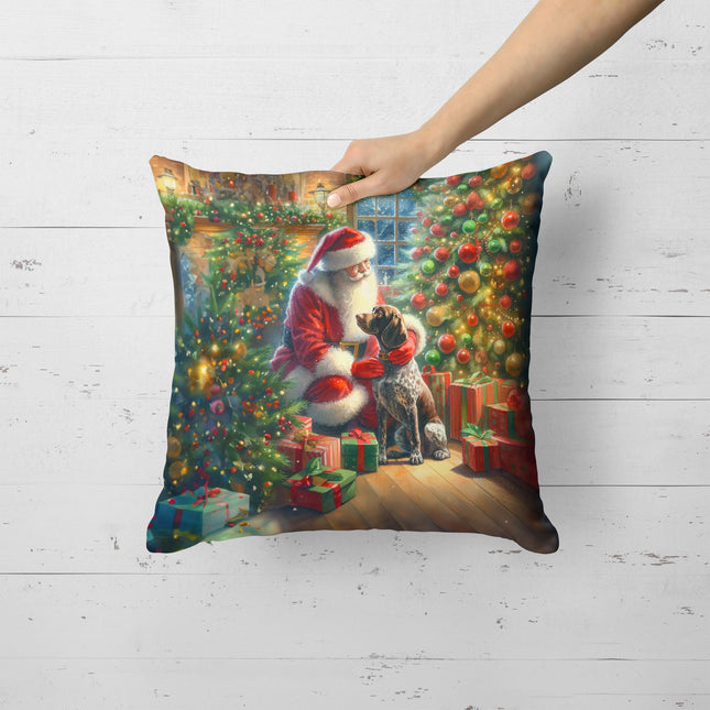 German Shorthaired Pointer and Santa Claus Throw Pillow