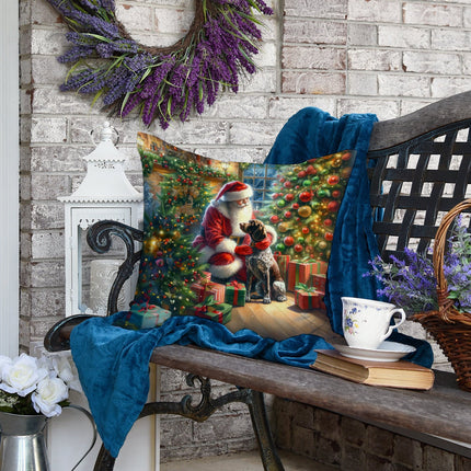 German Shorthaired Pointer and Santa Claus Throw Pillow
