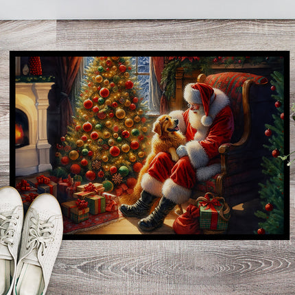 Golden Retriever and Santa Claus Doormat