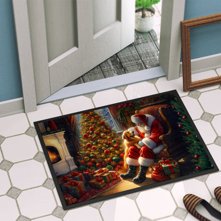 Golden Retriever and Santa Claus Doormat
